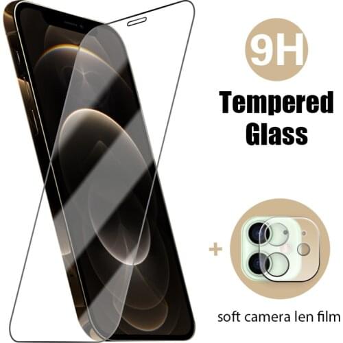 2 in 1 Tempered Glass For iPhone 12 11 Pro Max 12Mini 9H Screen Protector Camera Len Glass For iPhone 5 5S 6 6s 7 8 Plus X XS XR