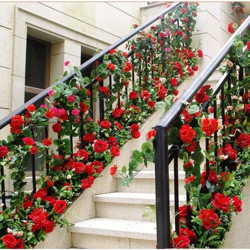 240cm artificial rose vine autumn vine background decoration silk artificial rattan garland for wedding family hotel decoration