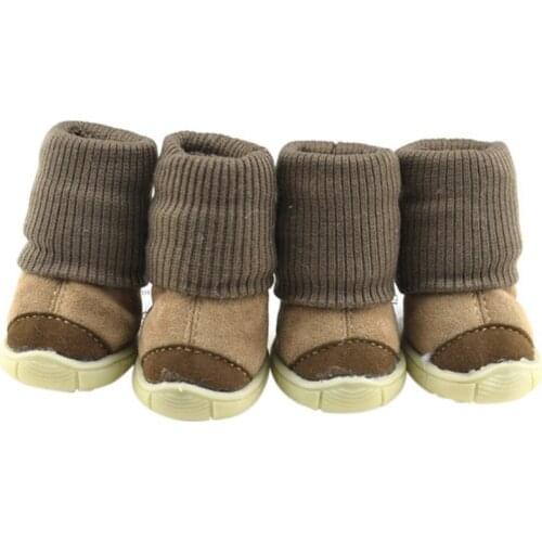 4Pcs/Set Pet Non Slip Wear Resistant Shoes Outdoor Winter Warm Snow Boots Puppy French Bulldog Shoes For Small Medium Dogs