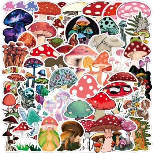 50pcs Waterproof Cartoon Stickers Cute Color Mushroom Sticker Skateboard Suitcase Guitar Children Graffiti Sticker Kids Toy
