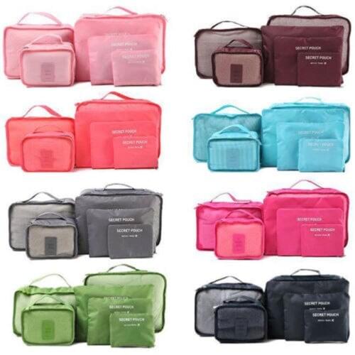 6 pcs Travel Bags Waterproof Clothes Storage Luggage Organizer Pouch Packing Cube