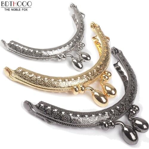 8.5cm Retro Round Metal Purse Frame Handle for Clutch Bag Coin Kiss Clasp Lock Antique Bronze Hardware Bag Accessory