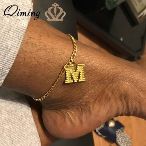 A-Z Initial Letter Anklets For Women Stainless Steel Gold Alphabet Anklet Bracelet Boho Foot Jewelry Gift Women Accesorios Mujer