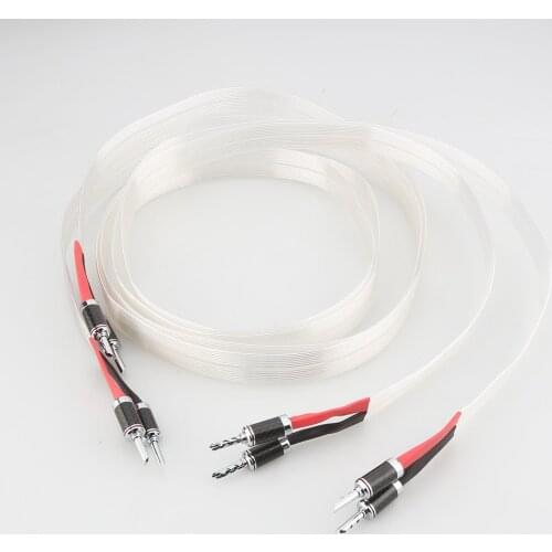 Audiocrast Pair HiFi Audio Speaker Cable OCC Silver Plated Speaker Wire Carbon Fiber Banana Plug