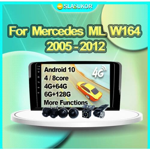 6+128G For Mercedes Benz ML W164 2005 2006 2007 - 2012 Android 10 Auto Multimedia Video Car Radio Navigation GPS 4G DVD No 2din