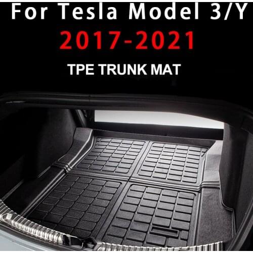 Car TPE Rubber Rear Trunk Mat Customized Trunk Mat Floor Waterproof Tasteless Protective Pads For Tesla Model 3/Y 2017- 2021