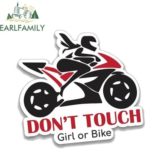 EARLFAMILY 13cm x 11.4cm Car Sticker BIKE GIRL Touch Decal Funny Bike JDM Race Motorcycle Waterproof Car Stickers