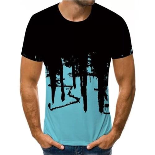 3D T-shirt Gradient Solid Color with White Background Painting Jacket Harajuku Fashion Round Neck T-shirt Plus Size