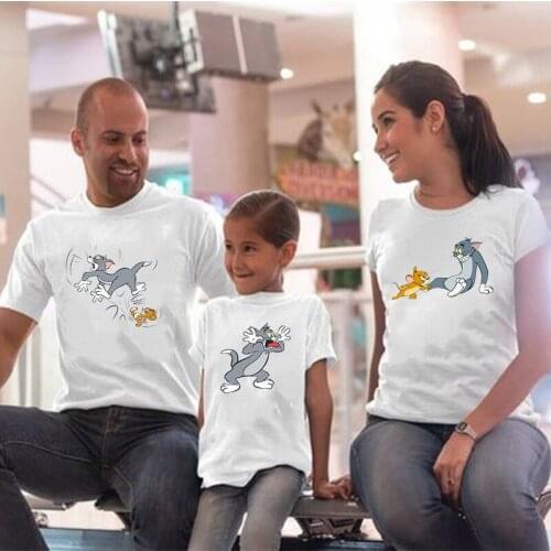 Parents and Children Cute Family Look Two-dimensional Slim-fitting Unisex T-Shirt 2021 Ulzzang Aesthetic Comfortable Family Sets