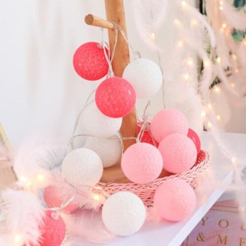 Garland Cotton Ball String Light Battery Cotton Ball Light Chain Fairy LED Holiday Lights Party Gifts Wedding Party Decoration