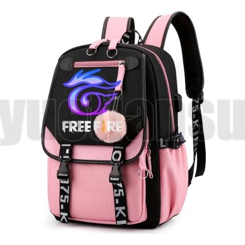 Hot Game Free Fire Garena Roupa Angelical USB Charging Bakcpack Unisex Laptop Schoolbags Mochila Women Travelbag Student Bookbag
