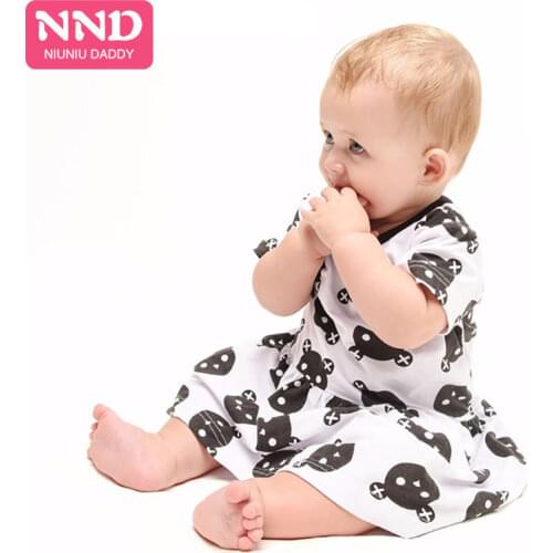 New summer cute casual baby girl carton short sleeve cotton dress kids dress clothing for girls party school