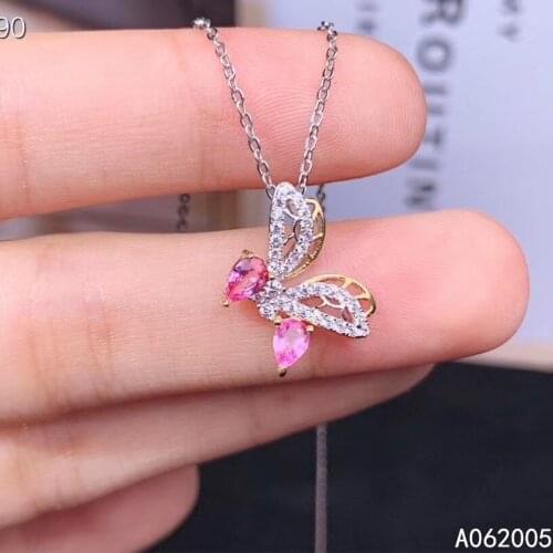 KJJEAXCMY Fine Jewelry 925 Sterling Silver inlaid Natural pink sapphire Female new Pendant Necklace elegant Support test