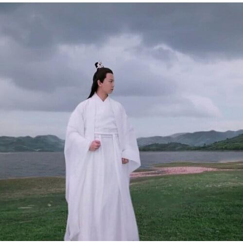 Chinese Ancient Tradition Hanfu Men Fantasia Male Cosplay Ancient Scholars&Swordsman Costume Vintage White Hanfu Sets For Men
