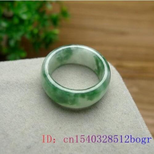 Green Jade Ring Jewelry Fashion Natural Gemstone Chinese Gifts Carved Amulet Jadeite Crafts Charm