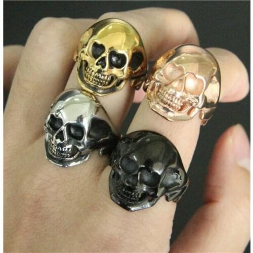 Band Party 4 Color Skull Ring 316L Stainless Steel Mens Ring Cool Punk Style Fashion Golden Skeleton Ring
