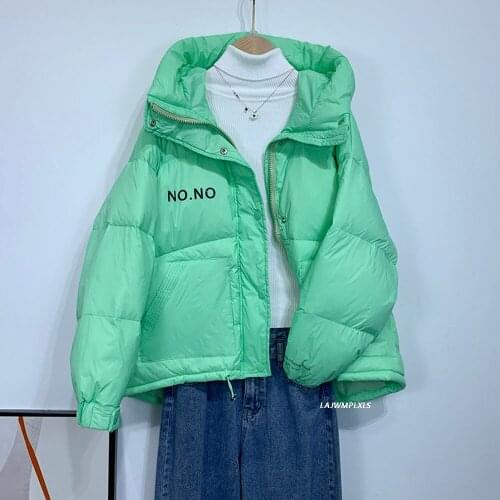 Candy Color Short Hooded down Parka Thick Winter 2021 Loose Down Jacket Women Bread Coat Female Fashion Ladies Outwear Warm