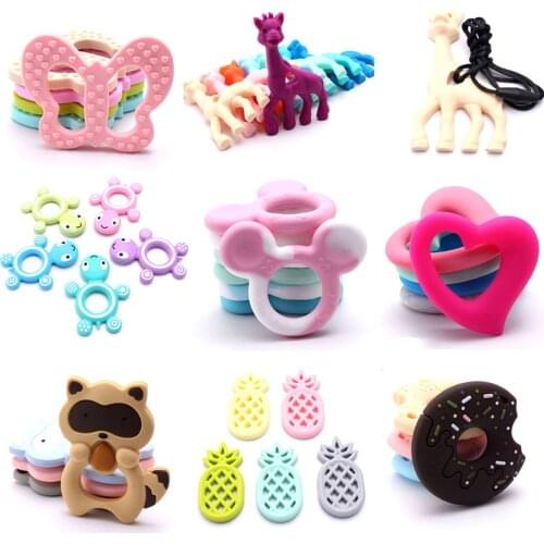 MHS.SUN 1PC Random Sale Food Grade Silicone Pendant Teething Nursing Jewelry Teether Toy For Baby Infant Inventory Clearance