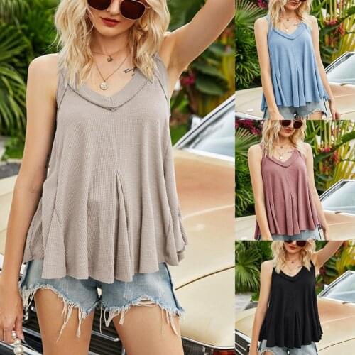 Plus Size Fashion Women Solid Color Sexy Strap Tops Loose Summer Camisole Women Casual Tanks Top Vest Sleeveless Female T-Shirt