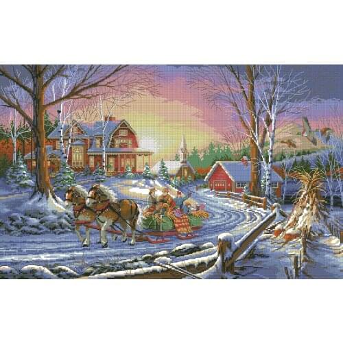 Pleasures of winter Top Quality Snowy Cross Stitch Kits 14CT Unprinted Counted Sewing kit DIY Embroidered Handmade Home Decor