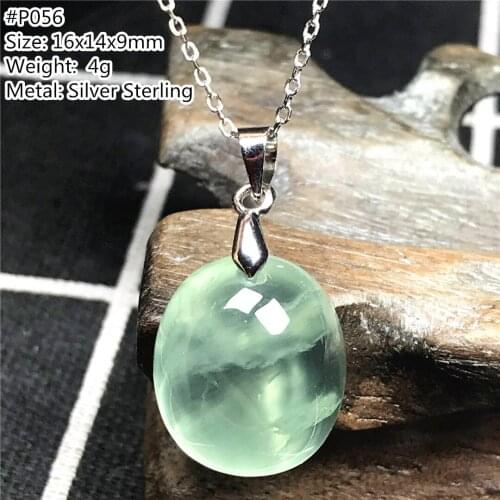 Natural Green Prehnite Pendant Necklace Jewelry For Women Man Crystal Beads Silver Healing Luck Gift Gemstone Silver Chain AAAAA
