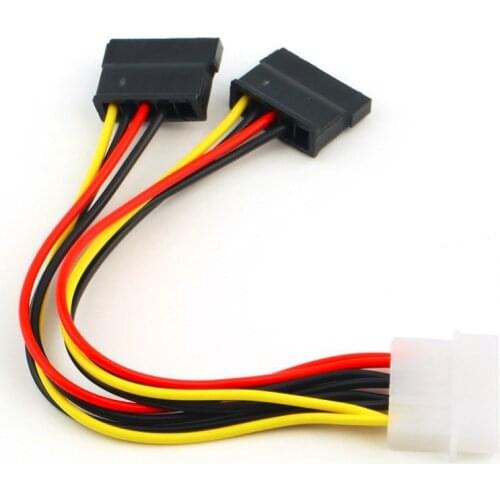 50pcs/Lot New Arrival 4 Pin IDE Molex to 2 of 15 Pin Serial ATA SATA HDD Power Adapter Cable Dual Hard Drive Cable for PC
