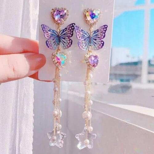 New Luxury Crystal Stud Earrings Butterfly Earrings For Women Earrings 2020 Party Korea Jewelry oorbellen