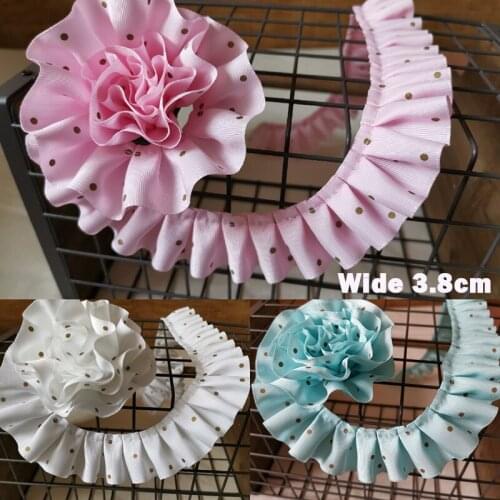 3Meters Polka Pleated Cloth Ruffle Lace Ribbon Edge Trim For Collar Applique Sofa Curtain Sewing&Headwear Accessories Decoration