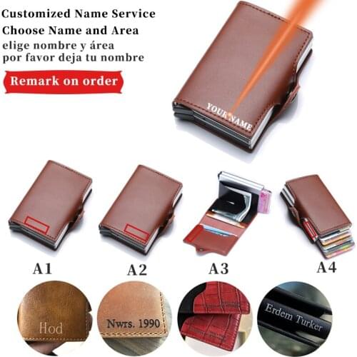 Custom Name Men Women Credit Card Holder Wallet Short Tri-fold Double Box Credit card Case Bag Protection Credit Card Holder Men