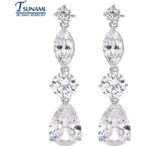 Romantic water drop shaped zircon earrings made for women/girls' parties ER-133