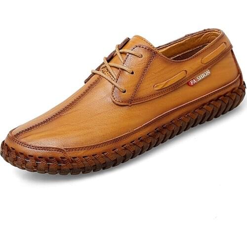 Luxury Handmade Sewing Mens Leather Shoes Cool Breathable Business office Shoes For Men Outdoor Walking Driving Male Shoes