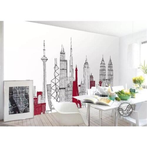 Hand-paint 8d Large Papel Murals City Building Wallpaper Murals for office Living Room Sofa Background 3d Wall Mural Wall paper