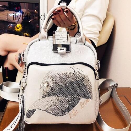 Female Artificial Leather Rhinestone Hat Cute Convertible Handbag Backpack Women Trends Travel Work Office Everyday Daypack