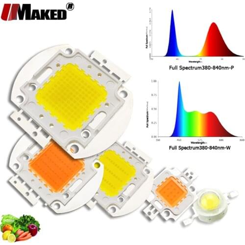 LED Chip 1 3 5 10 20 30 50 100W CRI>95 45mil Full Spectrum 380-840 Grow Light Plant Growing For Aquarium Light Hydroponice Lamps