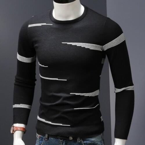 Fashion Sweater Men Winter Geometric Pattern Pullover Slim Fit Long Sleeve O-Neck Jersey Oversized Clothes