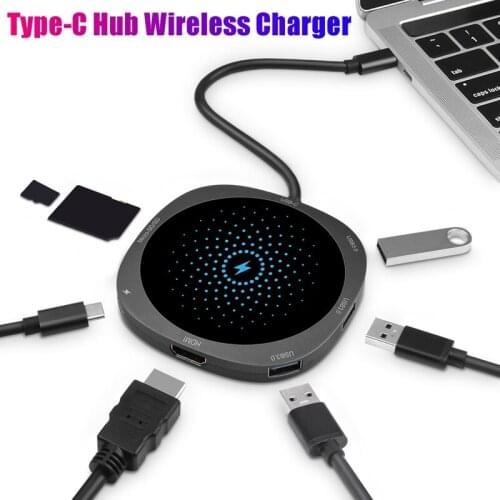 HOT-Type-C Hub Wireless Charger USB C Docking Station PD+USB3.0+HDMI-Compatible for iPhone12
