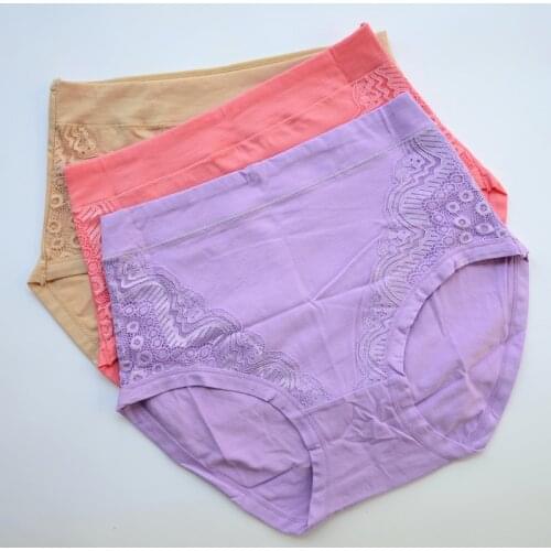 Womens Cotton Panties Larger Size XL-6XL Fit for Weight 45-100Kg High Waist Seamless Lace Briefs Underpants Underwears 6634