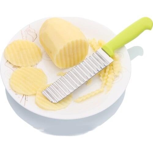 1Pcs Stainless Crinkle Cut Knife Potato and Vegetable Cutter Carrot Crinkle Wavy Cutter Corrugated Knife Kitchen Accessories