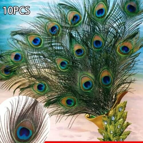 10 Pcs/lot Peacock Feathers 25-30CM/10-12inch DIY Jewelry Accessories Wedding Home Plume Decoration Crafts