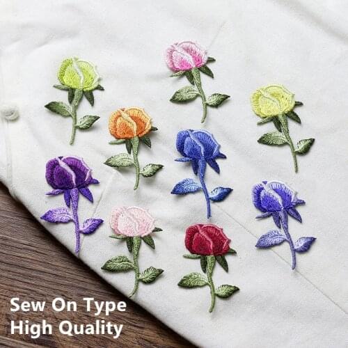 10PCS Small Rose Flower Embroidery Patches for Clothing Sew On Patch Sticker for Shoes Bags DIY Accessories