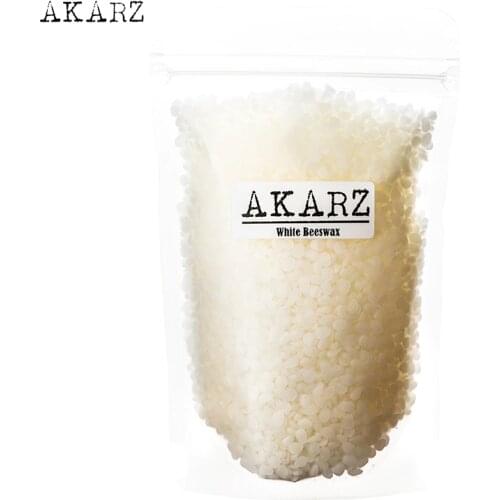 AKARZ Famous brand 100% Organic Natural Pure white Beeswax Pellet Honey Cosmetic Grade Lipstick Soap skin care DIY raw material