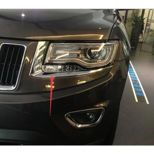 For Jeep Grand Cherokee 2014-2016 High-quality ABS chrome-plated headlight trim strips Headlight eyebrow trim strips 2pcs