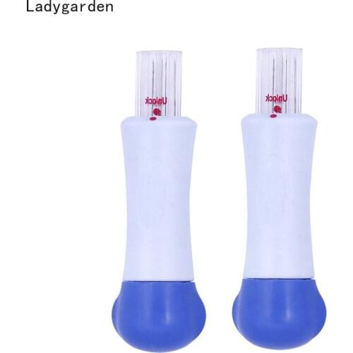 2PCS Felting Needle Tool Practical Blue Needle Needles Felting Handle Clover with Seven Needles Wool Tool Applique Craft Kit