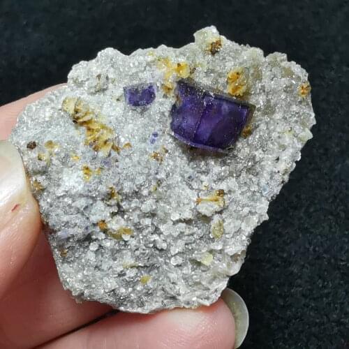 20.3gNatural purple window fluorite mica crystal symbiotic mineral teaching specimen healing QUARTZ GEM home decoration