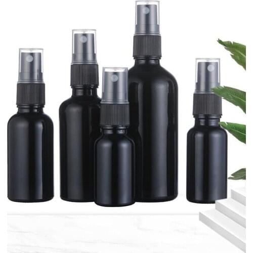 20pcs 5-100ml Black Refillable Spray Bottle Esstenial Oil Cosmetics Liquid Atomizer Empty Makeup Portable Glass Sprayer Bottles