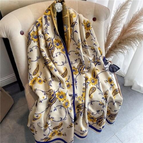 2021 Cashmere Paisley Print Warm Hijab Scarves Women Thick Winter Blanket Shawl Wrap Foulard Desinger Bufanda Echarpe 180*65cm