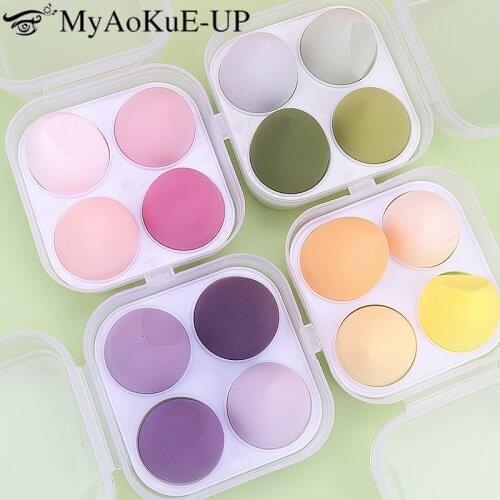 4pcs/box Makeup Sponge Cosmetics Blender Powder Puff Dry Wet Use Beauty Tool Blush Foundation Sponge for Facial Make Up Washing