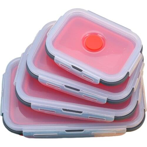 4 Pcs Silicone Lunch Box Portable Bowl Colorful Folding Food Container Lunchbox 350/500/800/1200ml Eco-Friendly Baby Food Box