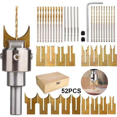 52pcs DIY Wood Working Bead Router Drill Bits Wood Buddha Bead Milling Cutter Kit Bead Maker Carpentry Tools with Wooden Box new