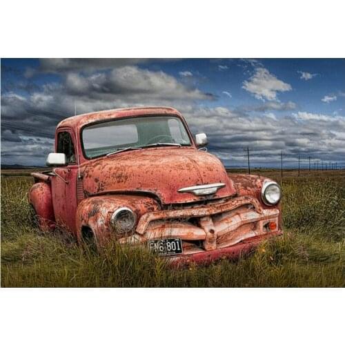 Diy diamond painting cross stitch Living room bedroom Figure mosaic painting Old pickup truck landscape 5D diamond embroidery